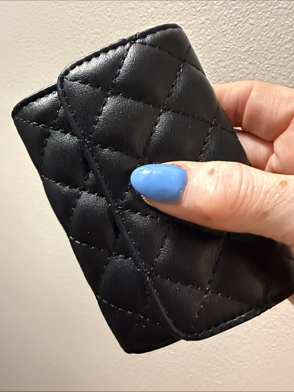 Quilted Faux Leather Black Women's Card Case Wallet; NWOT